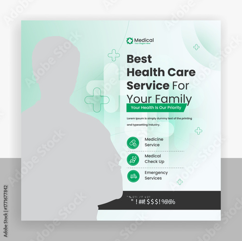 Medical healthcare social media post design template 