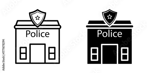  police station icon white on background