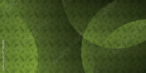 Abstract olive green background with a geometric low-poly triangle pattern and soft circular overlays.