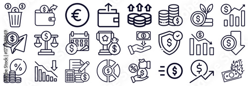 Financial Icons Money, Growth, Loss, and Security