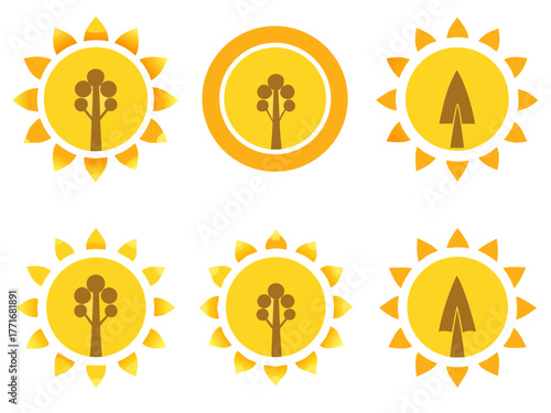 Sunrise Through Trees Icons Silhouette Dar Premium Digital Asset Perfect for Editorial Content