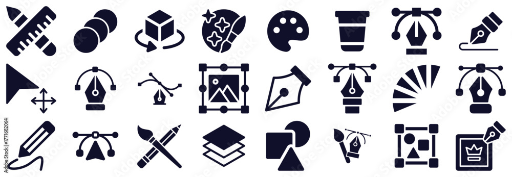 Naklejka premium Graphic Design and Art Icons Collection