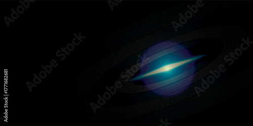 Ethereal blue and cyan light flare with a luminous horizontal streak and a soft glowing halo.