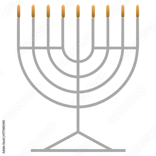 Menorah with candles vector illustration symbol of blue light web design concept
