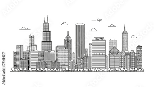 Cityscape Skyline: A striking cityscape silhouette with iconic buildings, capturing the essence of urban development and architectural marvels.