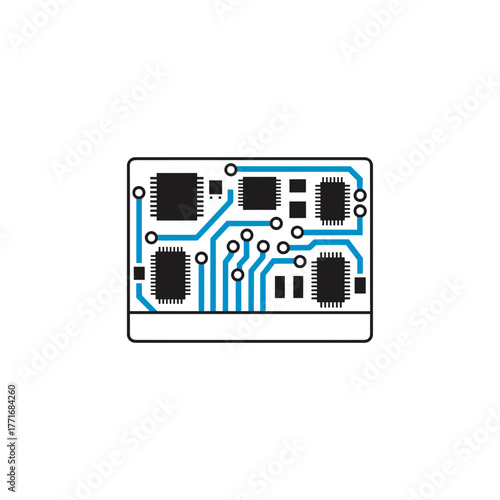 Printed circuit board, electronic design, modern technology, illustration on transparent background