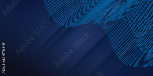 3D abstract background with paper cut shapes. Vector design layout for business presentations, flyers, posters and invitations. Blue carving art with line stripes modern shiny element