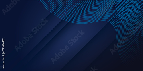 3D abstract background with paper cut shapes. Vector design layout for business presentations, flyers, posters and invitations. Blue carving art with line stripes modern shiny element