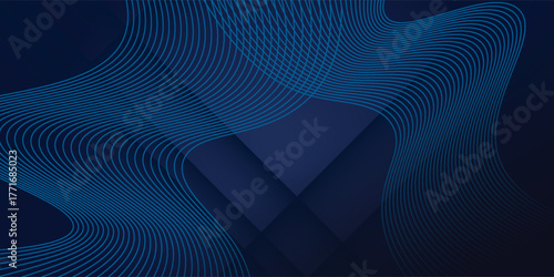 3D abstract background with paper cut shapes. Vector design layout for business presentations, flyers, posters and invitations. Blue carving art with line stripes modern shiny element