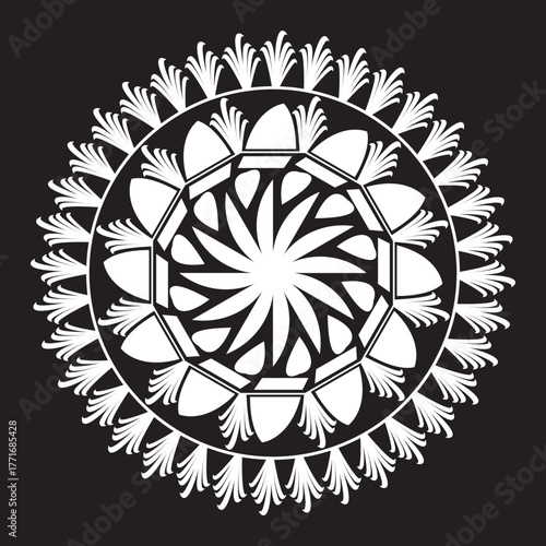White color mandala vector flower line pattern design.
