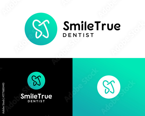 Logo design letter ST monogram and dentist.

