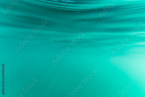 Wasseroberfläche eines Sees von unten