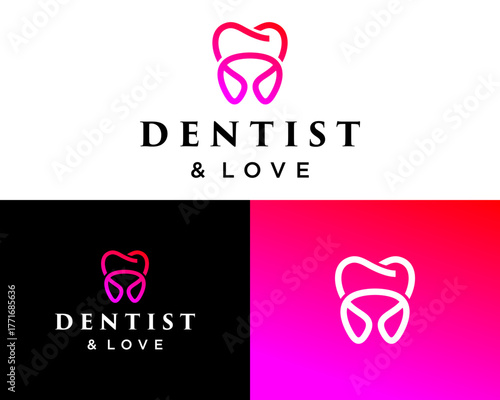 Logo design about dentist and love symbol.