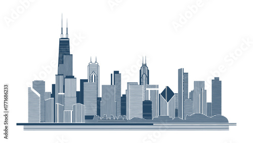 City Skyline Silhouette: A clean, modern graphic of a city skyline, capturing the architectural beauty and urban landscape.