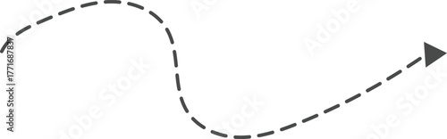 Hand drawn curve dotted line arrow. curved Dashed outline arrows set. Wavy dot line arrow collection. zigzag arrows