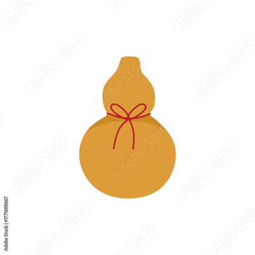 chinese traditional wine bottle flat design vector illustration. Gourd calabash design, chinese bottle and drink, calabash vector icon, vector graphics