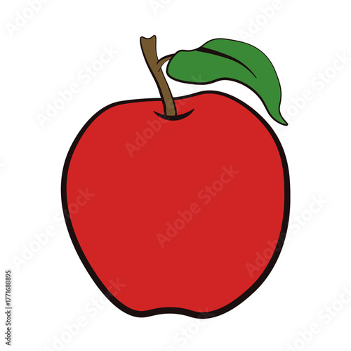 Simple flat vector red Apple isolated transparent background, EPS 10