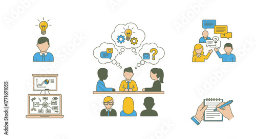 Business Meeting Collaboration with Diverse Participants Brainstorming Ideas