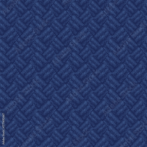 Seamless monochrome blue herringbone pattern.