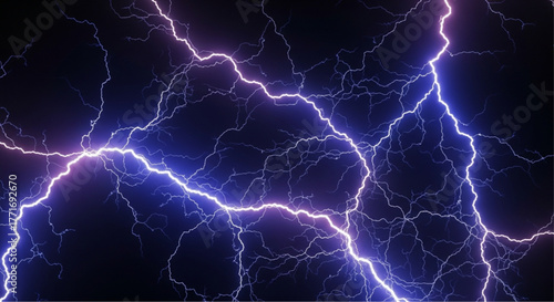 Dynamic close-up of a vibrant lightning storm, highlighting powerful electrical energy against a dark backdrop. The scene evokes a sense of both awe and the raw power of nature. vector illustration