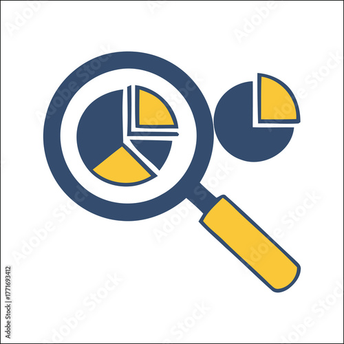 Business Data Analysis Market Research Magnifying Glass Icon with vector illustration