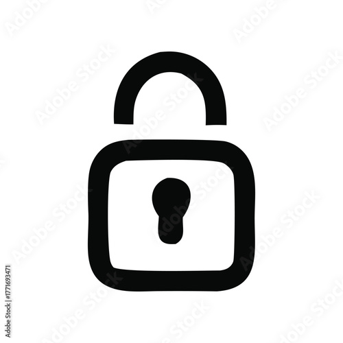 Simple and striking line art icon representing a video player or camera film reel, perfect for digital media and content creation