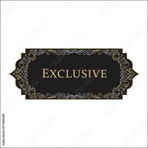 Exclusive Luxury Golden Ornate Label Badge Design with vector illustration