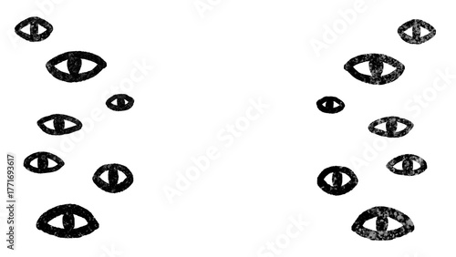 Textured Hand Drawn Spooky Eyes with Transparent Background 