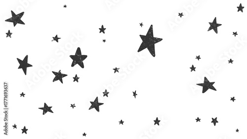 Textured Hand Drawn Star Pattern with Transparent Background 