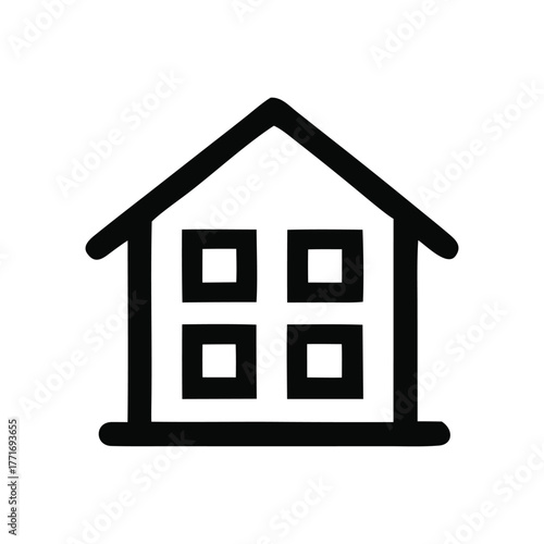 Simple and striking line art icon representing a video player or camera film reel, perfect for digital media and content creation