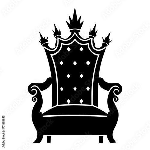 Vector illustration of a medieval crown throne silhouette