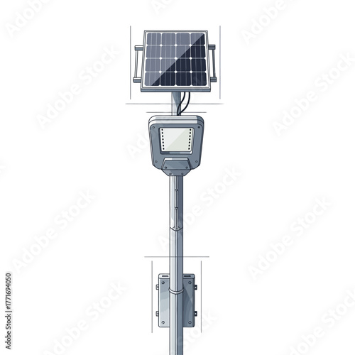 Solar powered street light, clean energy concept