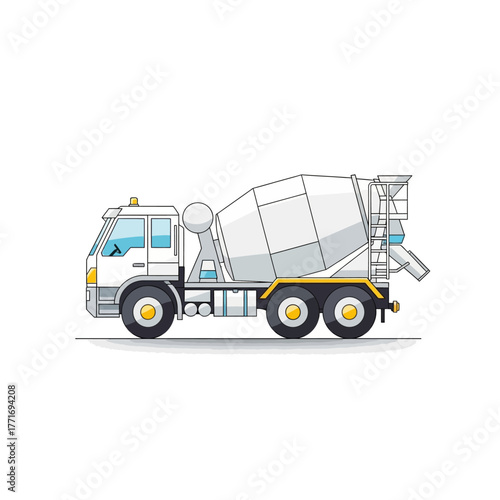 Simple Concrete Mixer Truck Cement Lorry Vector Illustration
