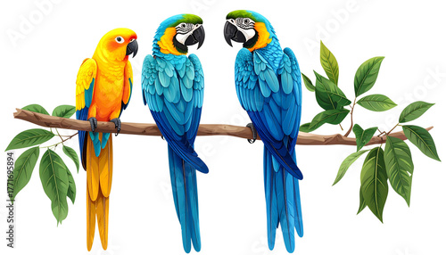 Two Colorful Bird Species Collection, isolated on transparent background