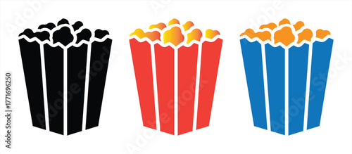Colorful Popcorn Icon Set