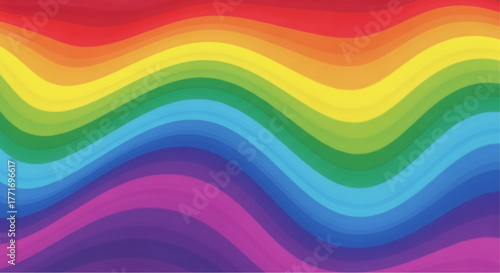 A vibrant rainbow, created with undulating waves of color, creating a visual symphony of shades that evoke happiness and joy. vector illustration