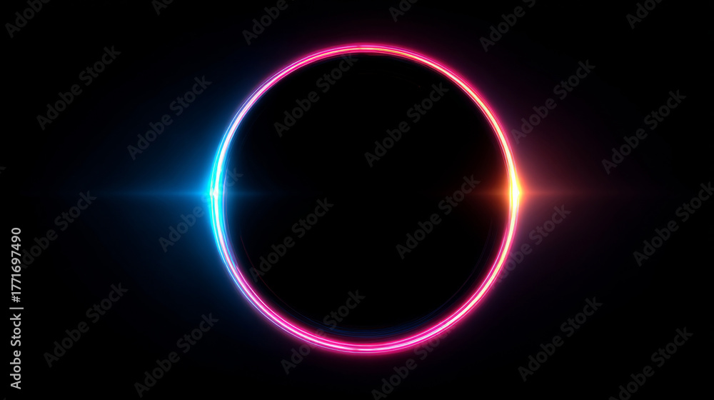 Obraz premium Glowing neon circle with vibrant light effects