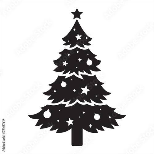 Stylized Christmas Tree With Ornaments Icon