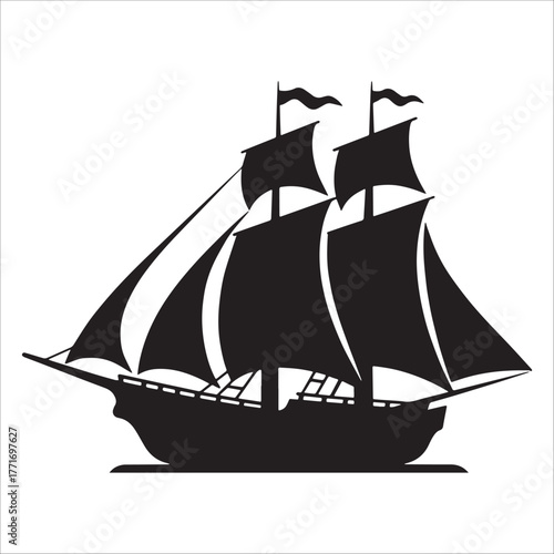 Classic Sailing Ship Silhouette Icon