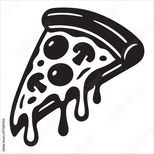 Bold Black And White Pizza Slice Icon