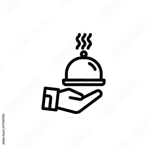 Hand presenting a covered dish emitting steam lines, ideal for food blogs, recipes, cooking websites, restaurant promotions, and culinary designs.