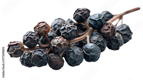 Black pepper spices isolated on white Background