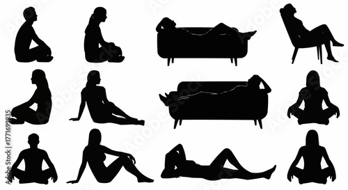 Collection of Silhouettes of People in Various Poses.