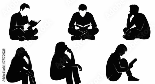 Silhouettes of People Engaged in Thoughtful Activities.
