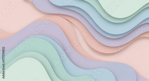 An elegant, multi-layered pastel design with gentle curves. a visual expression of serenity and sophisticated style.  vector illustration