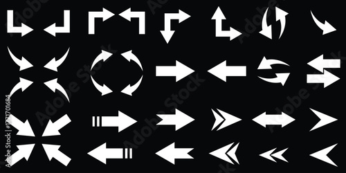 Arrows big black set icons, arrow icon, modern simple arrows, arrow vector collection cursor. Arrows set icon in black color. Arrow vector collection . Vector illustration. Modern and simple arrows