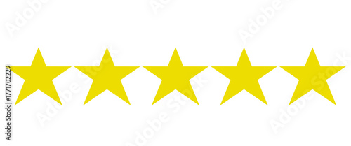 Five stars customer product rating review flat icon for apps and websites