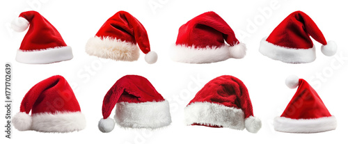 Wallpaper Mural PNG Festive red Santa hats collection, element set on transparent background Torontodigital.ca