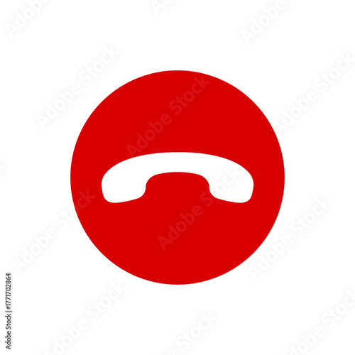Red phone icon hang up button vector design template