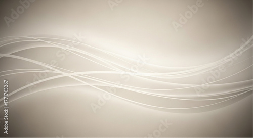 Elegant flowing lines cascade gracefully across a serene backdrop, creating a sense of dynamic energy. Subtle tones of neutral colors evoke a feeling of purity and sophisticated simplicity.